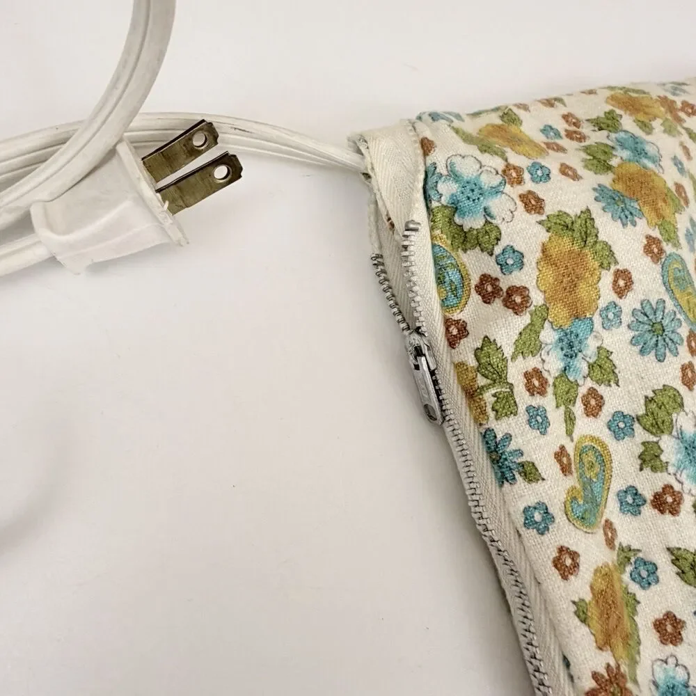 Vintage Neco Electric Heating Pad Floral Paisley Fabric Cover Therma Dial Retro